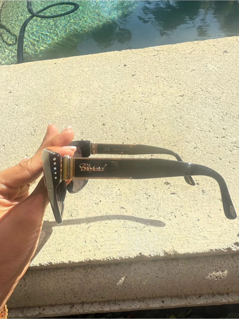 Authentic Chopard  Black and Gold Sunglasses